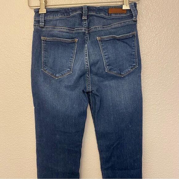 JustUSA mid high rise frayed hem stretch skinny jeans dark wash size 26 /28L - Picture 5 of 11